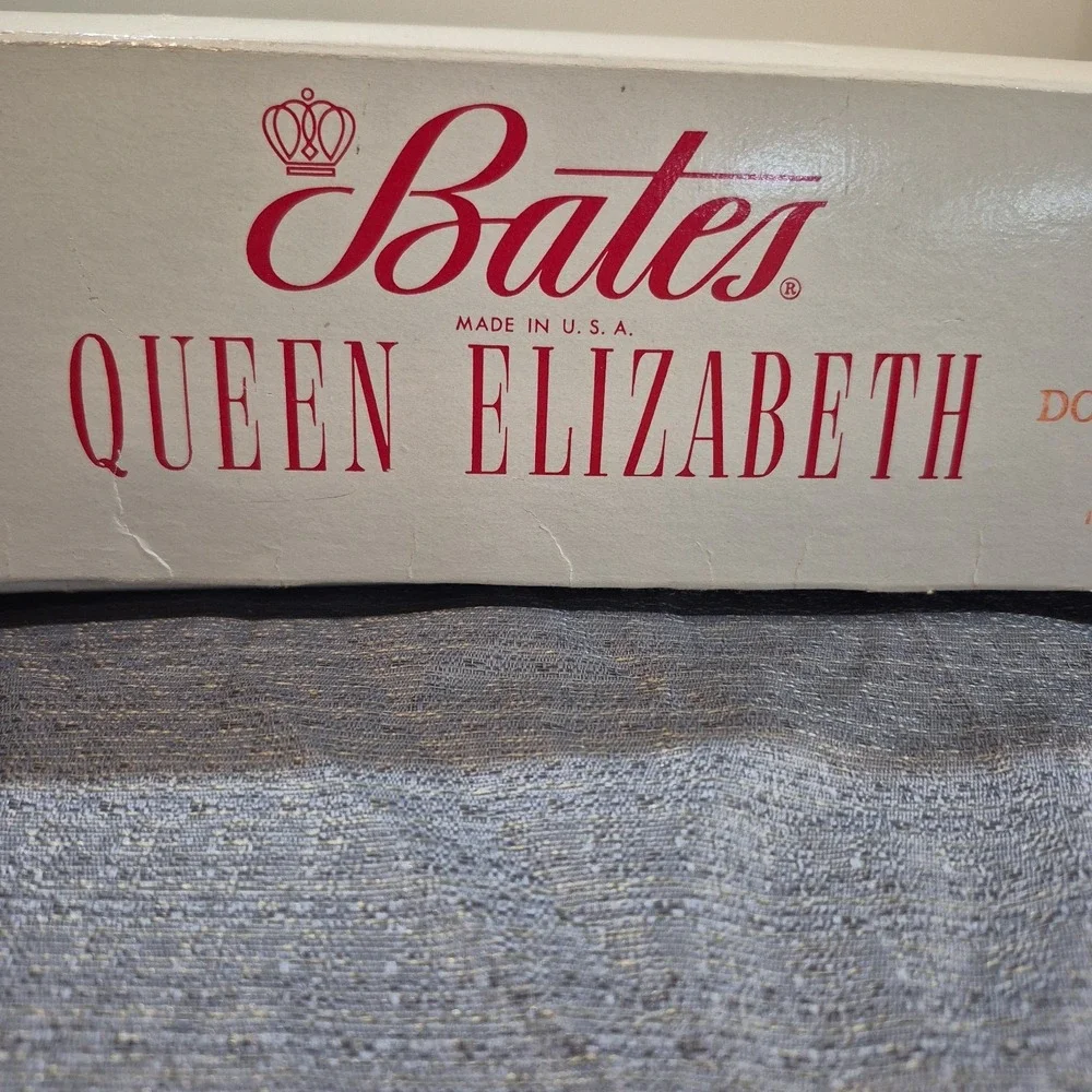 Vintage Double 98 X 112 Bates Queen Elizabeth Lt Blue Bedspread w Fringe In Box